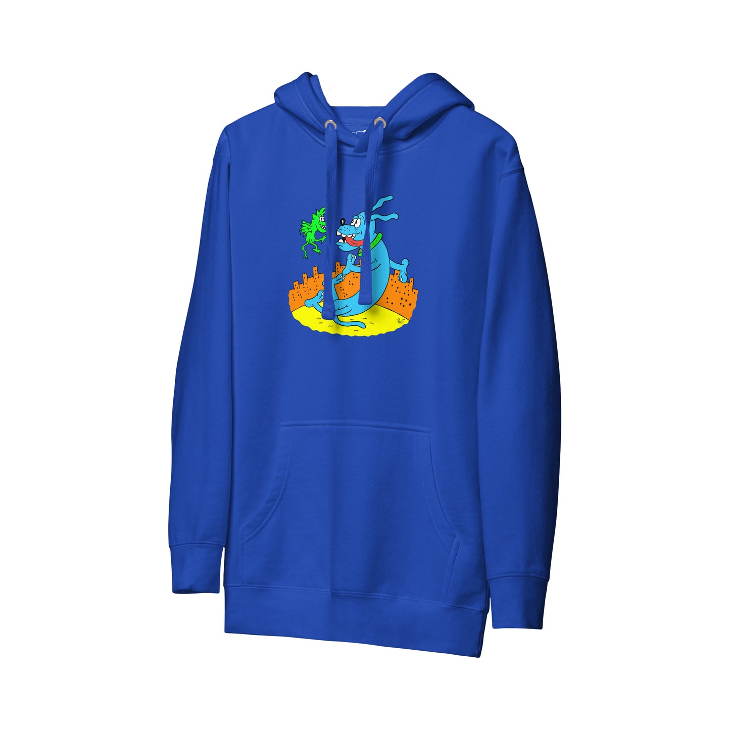 RUNT HOODIE | RUNTSTER DOG ON BLUE