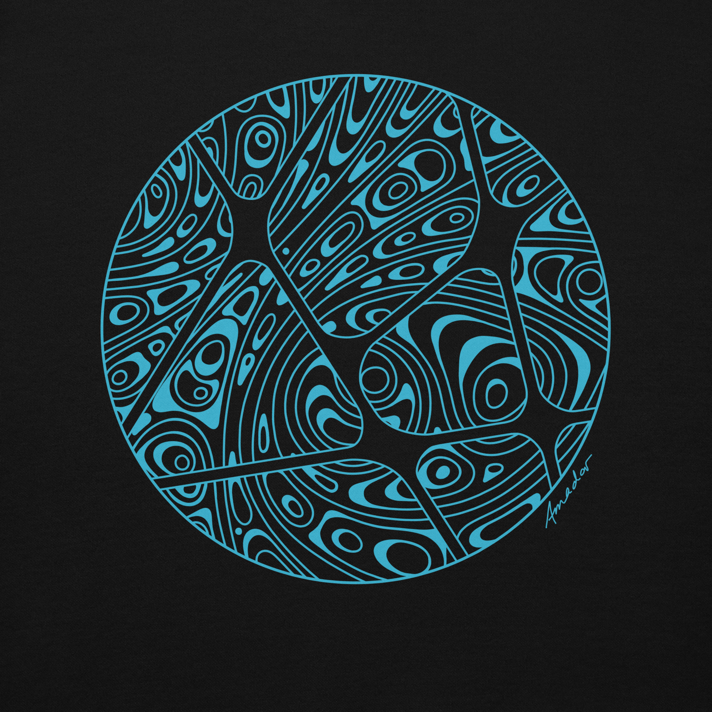 AMADOR HOODIE | BLUE ON BLACK
