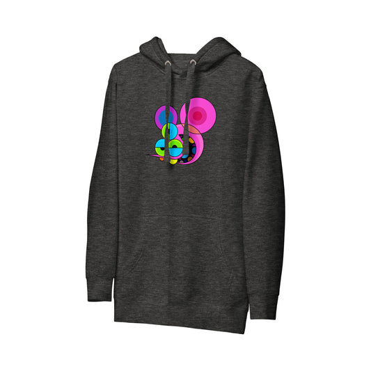DALEK HOODIE | PINK SPACEMONKEY ON CHARCOAL HEATHER
