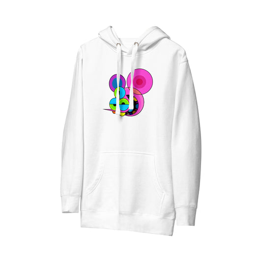 DALEK HOODIE | PINK SPACEMONKEY ON WHITE